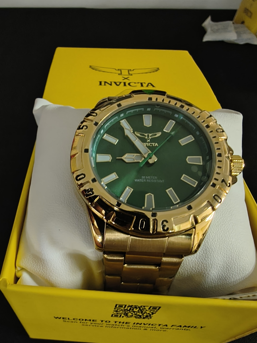 Invicta Gold-Tone Watch with Green Dial